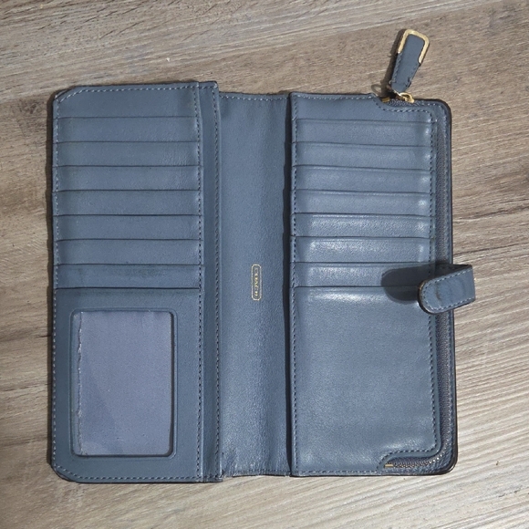 Coach Slate Blue Leather Zip Wallet - Picture 4 of 10